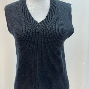 Zara Black V-Neck Ribbed Knit Sweater Vest M